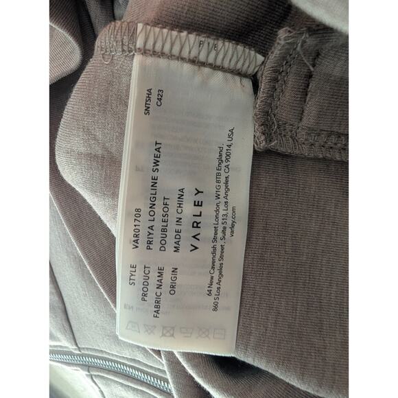 Varley Priya Longline Sweatshirt Womens S Light Brown Double Soft Side Zip NWT - Picture 5 of 5